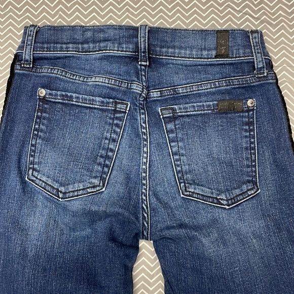 7 for all mankind B(AIR) AUTHENTIC DENIM THE ANKLE SKINNY VELVET STRIPES - Picture 13 of 13